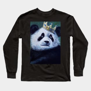 Panda with Crown Oil Painting Long Sleeve T-Shirt